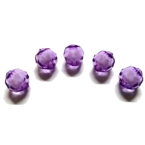 Beads /Acrylic Beads - 14mm -  5 pcs - purple- Crystal Optic with Filling/ Beads for crafting