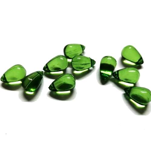 Beads /Acrylic Beads - 12mm -  10 pcs -glass optic - green Drops/ Beads for crafting