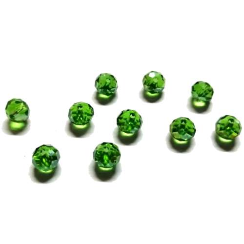 Beads /Crystal Beads clear green - 10pcs  - 8mm - Hole +/-1.5mm/ Beads for crafting