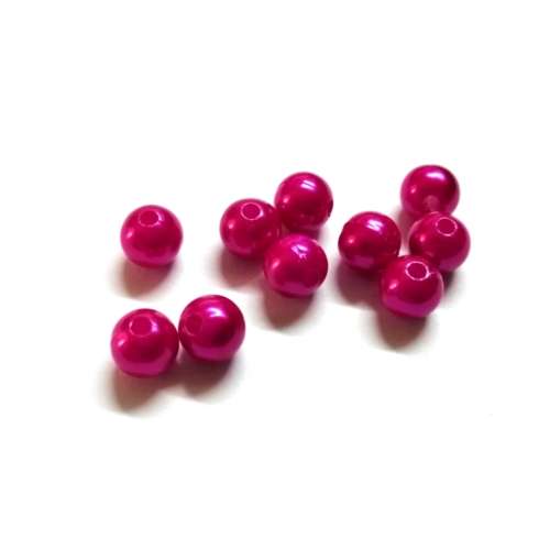 Beads /Acrylic Beads - 8mm -  10 pcs -pearl optic -dark  pink/ Beads for crafting