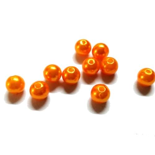 Beads /Acrylic Beads - 8mm -  10 pcs -pearl optic - orange/ Beads for crafting