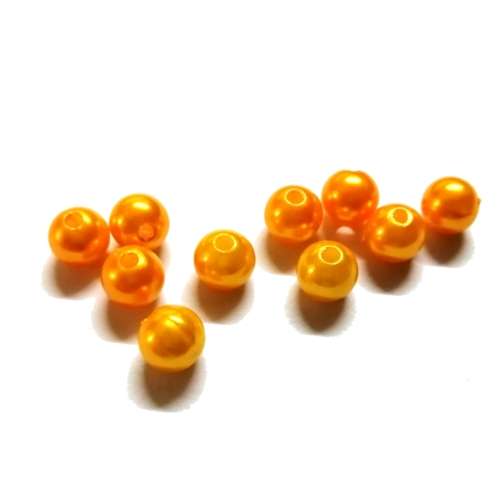 Beads /Acrylic Beads - 8mm -  10 pcs -pearl optic -  dark yellow/ Beads for crafting