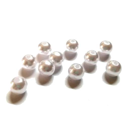 Beads /Acrylic Beads - 10mm -  10 pcs -pearl optic -  pure white/ Beads for crafting