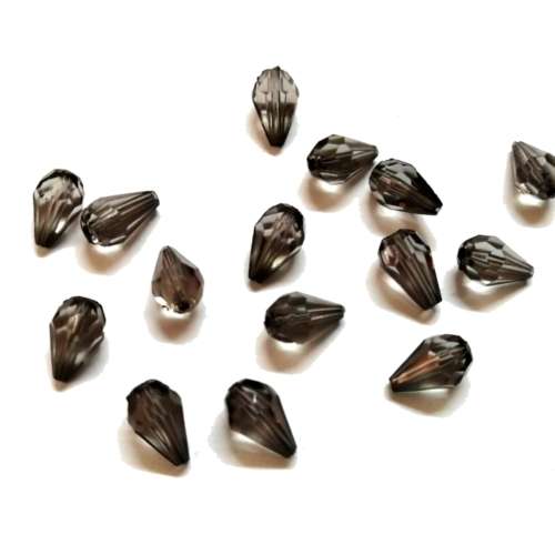 Beads /Acrylic Beads -12mm -15pcs-grey drops- crystal optic/ Beads for crafting