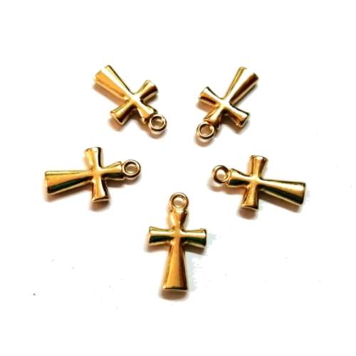 Pendants /Cross -Gold Metal Pendant - 5pcs - 20x12mm/ Pendants for crafting