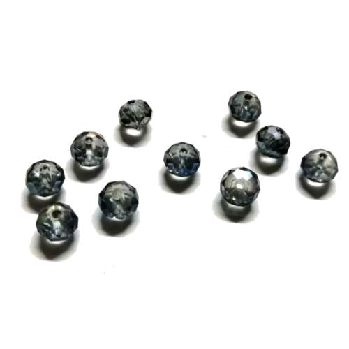 Beads / Crystal Beads grey blue smoked - 10pcs  - 8mm - Hole +/-1.5mm / Beads for crafting