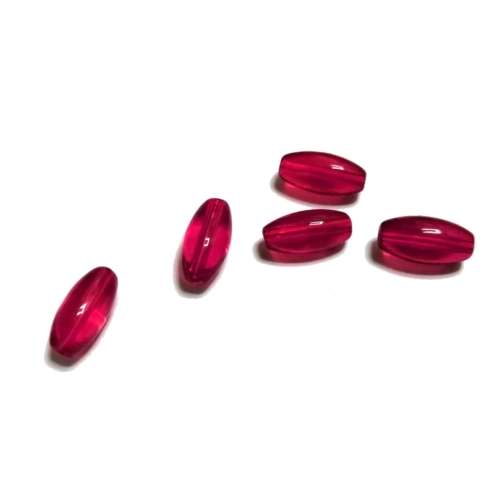 Beads / Glass Beads  - clear red- 5pcs  - 10x6mm / for crafting