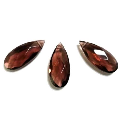 Beads / Glass Beads  - clear brown- 3pcs  - 28x12mm / beads for crafting
