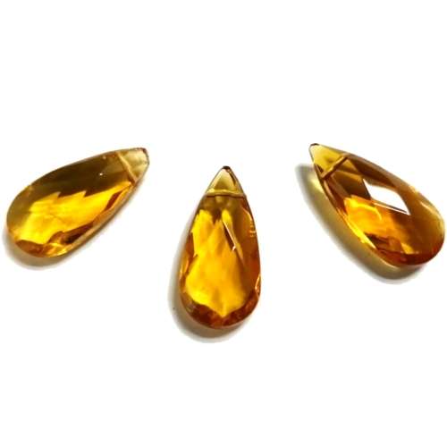 Beads / Glass Beads  - clear topaz yellow- 3pcs  - 22x10mm / beads for crafting