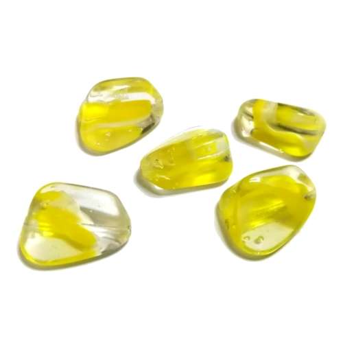 Beads / Glass Beads  - clear yellow filled- 5pcs  +/-20mm / beads for crafting
