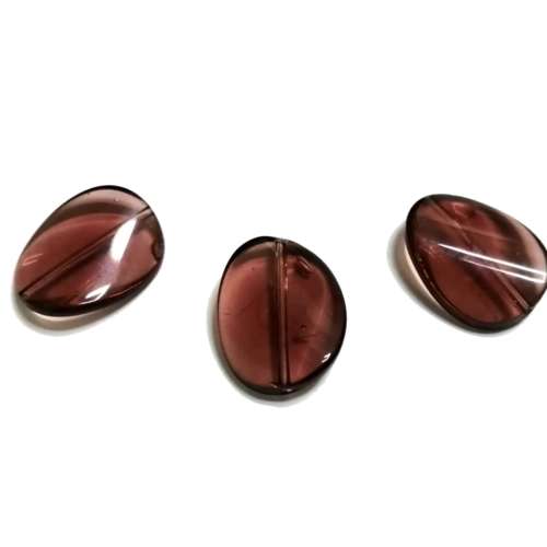 Beads / Glass Beads  - clear dark magenta- 3pcs  - 19x16mm / beads for crafting