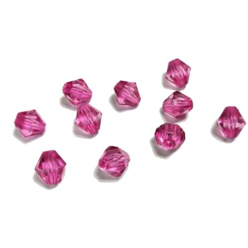 Beads / Acrylic Beads -8mm -10pcs-pink facetted bicone- crystal optic / Beads for crafting