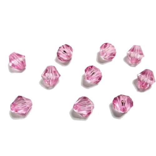 Beads / Acrylic Beads -8mm -10pcs-pink facetted bicone- crystal optic / Beads for crafting