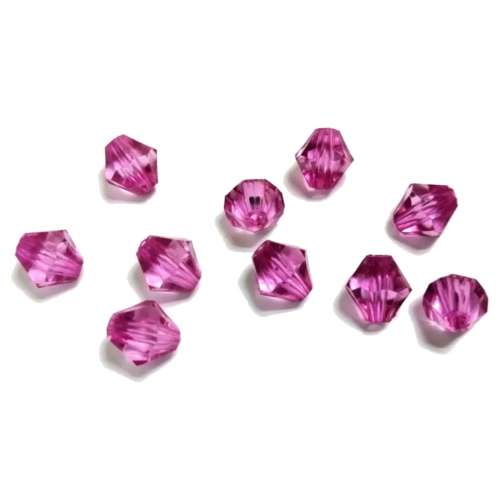 Beads / Acrylic Beads -8mm -10pcs-pink facetted bicone- crystal optic / Beads for crafting