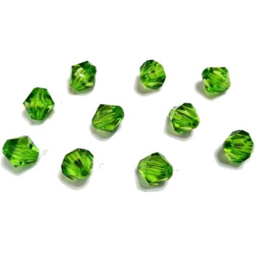 Beads / Acrylic Beads -8mm -10pcs-green facetted bicone- crystal optic / Beads for crafting