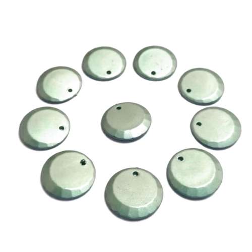 Beads / Acrylic Beads - 17mm -  10 pcs - metallic mint green discs / Beads for crafting