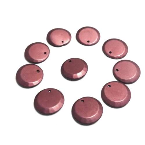 Beads / Acrylic Beads - 17mm -  10 pcs - metallic red discs / Beads for crafting