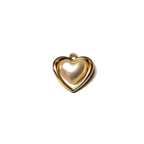 Pendant / Pearl Heart -Gold Metal Pendant - 1pc - 18mm / Pendants for crafting