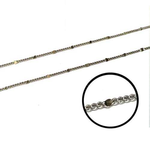 Beads -Chain  / Chain with clasp / Rhodium color / 1.3mm / p. 42cm / Beads for crafting
