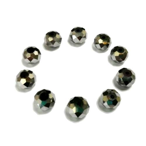 Beads / Crystal Beads silver grey - 10pcs  - 10mm - Hole +/-1.3mm / Beads for crafting
