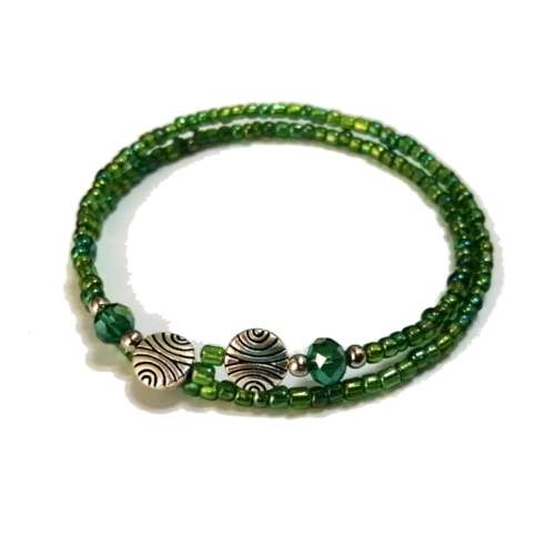 Bracelet,  Crystal - Glass Bracelet with memory wire ( fits for any size )
