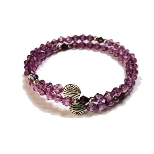 Bracelet,  Crystal - Acrylic Bracelet with memory wire ( fits for any size )