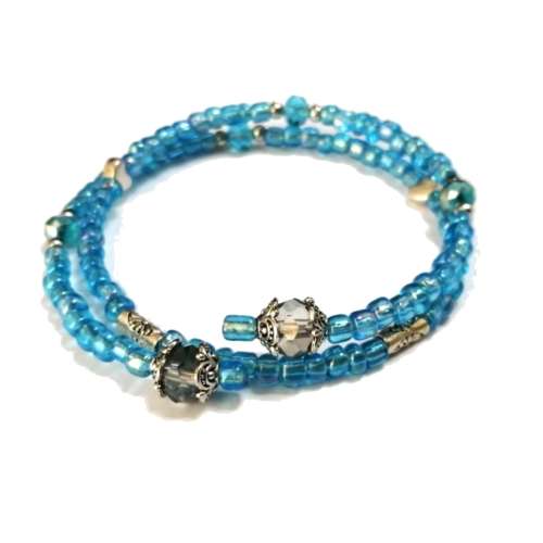 Bracelet,  Crystal - Glass Bracelet with memory wire ( fits for any size )
