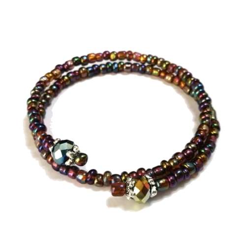 Bracelet,  Crystal - Glass Bracelet with memory wire ( fits for any size )