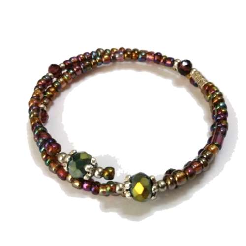 Bracelet,  Crystal - Glass Bracelet with memory wire ( fits for any size )