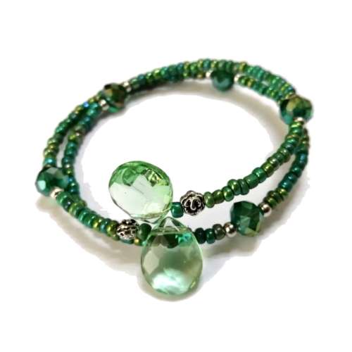 Bracelet,  Crystal - Glass Bracelet with memory wire ( fits for any size )
