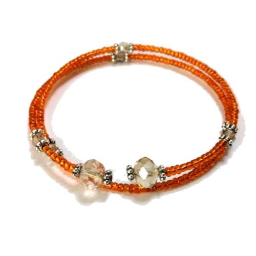 Bracelet,  Crystal - Glass Bracelet with memory wire ( fits for any size )
