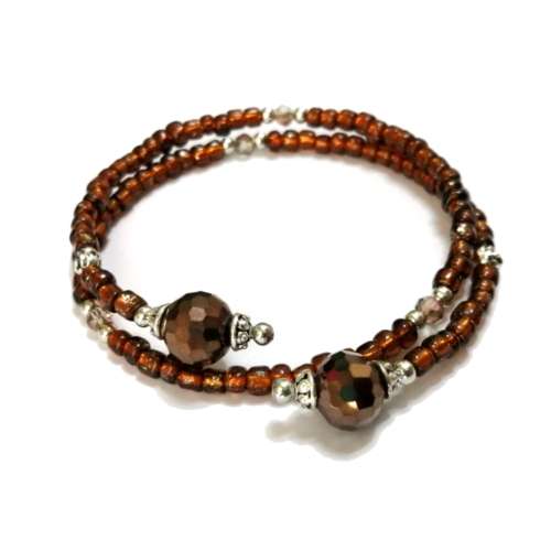 Bracelet,  Crystal - Glass Bracelet with memory wire ( fits for any size )