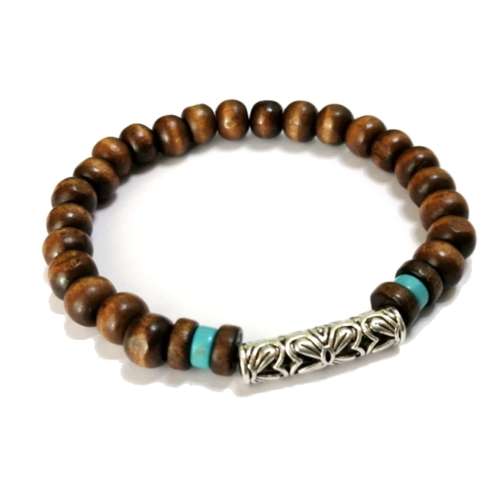 Bracelet,  Wood - Howlite Bracelet with stretch elastic ( fits for any size )