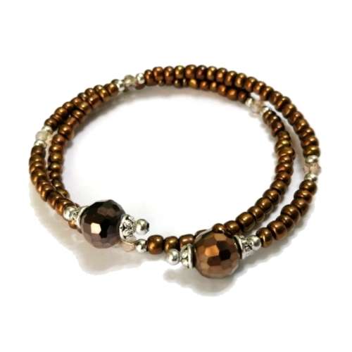Bracelet,  Crystal - Glass Bracelet with memory wire ( fits for any size )