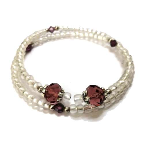 Bracelet, Crystal - Glass Bracelet with memory wire ( fits for any size )