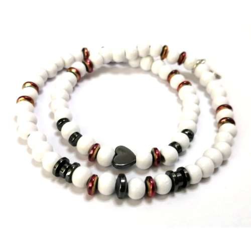 Bracelet,  rainbow plated Hematite Bracelet with strech elastic ( fits for any size )
