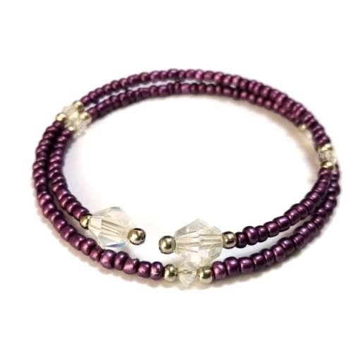 Bracelet, Crystal - Glass Bracelet with memory wire ( fits for any size )