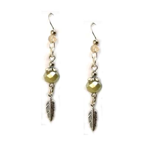 Earrings, Crystal Earrings with Feathers
