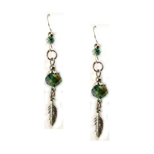Earrings, Crystal Earrings with Feathers