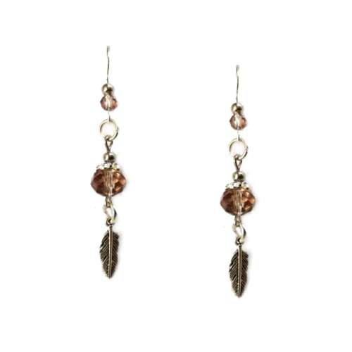 Earrings, Crystal Earrings with Feathers