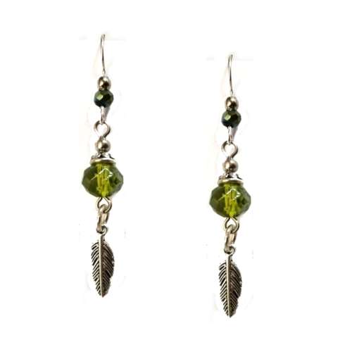 Earrings, Crystal Earrings with Feathers