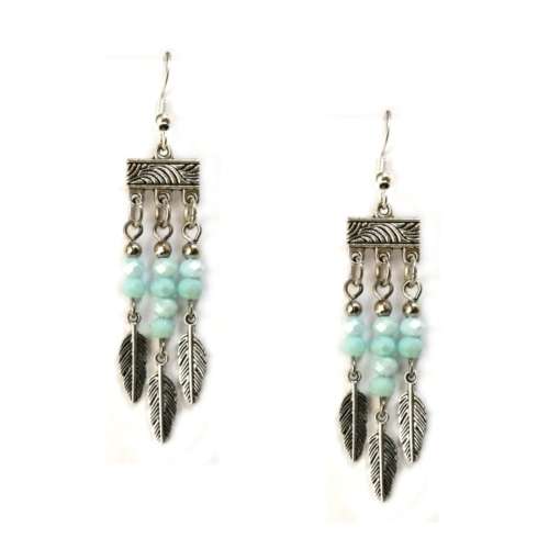 Earrings, Crystal Earrings with Feathers