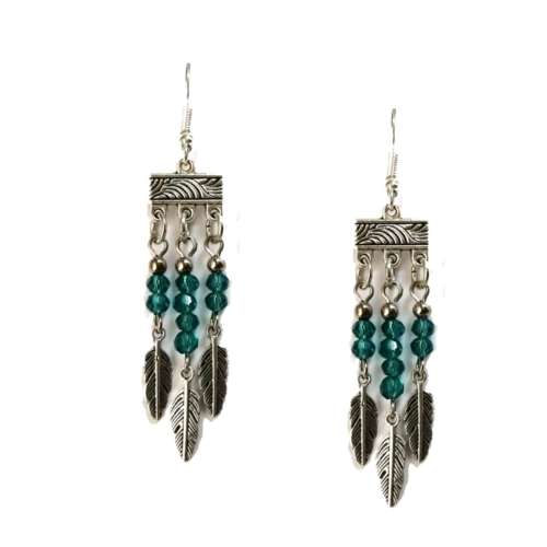 Earrings, Crystal Earrings with Feathers