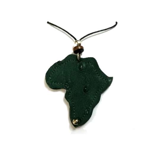 Necklace, Genuine Ostrich Leather  Pendant Necklace African map