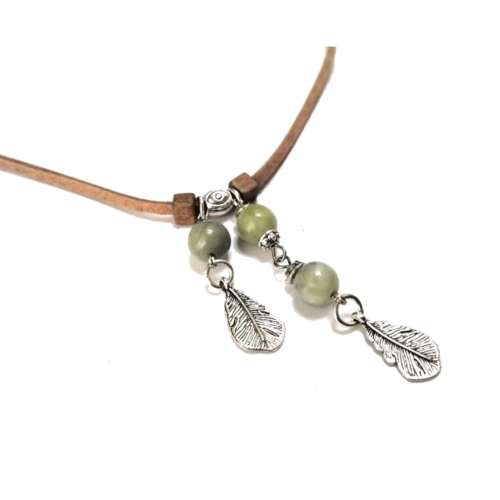 Necklace, Amazonite Pendant Necklace with Feathers