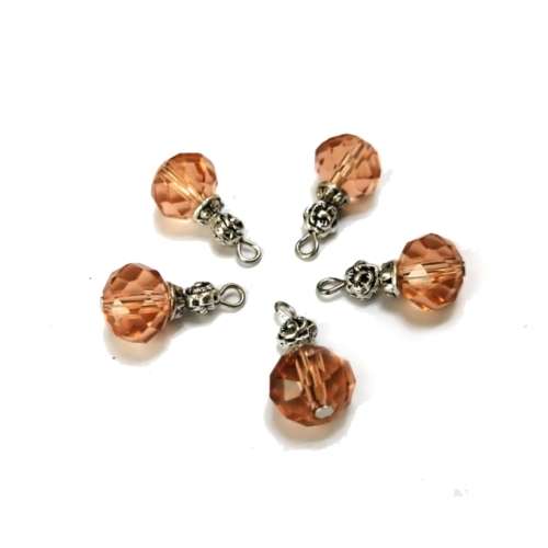 Pendants / 19mm-Charm/Pendant-1pc- Crystal Bead salmon orange 10mm / Pendants for crafting