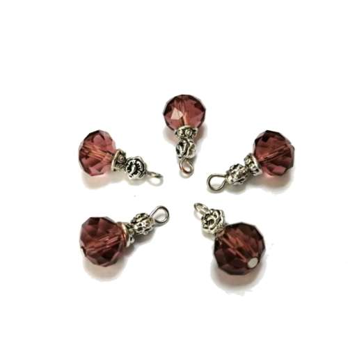 Pendants / 19mm-Charm/Pendant-1pc- Crystal Bead dark magenta 10mm / Pendants for crafting