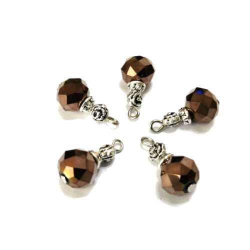 Pendants / 19mm-Charm/Pendant-1pc- Crystal Bead brown 10mm / Pendants for crafting