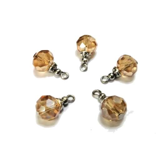 Pendants / 19mm-Charm/Pendant-1pc- Crystal Bead beige sand 10mm / Pendants for crafting
