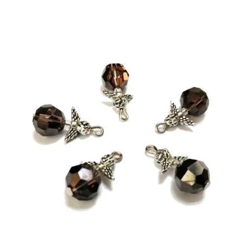 Pendants / 21mm-Charm/Pendant-1pc- Crystal Bead brown 10mm / Pendants for crafting